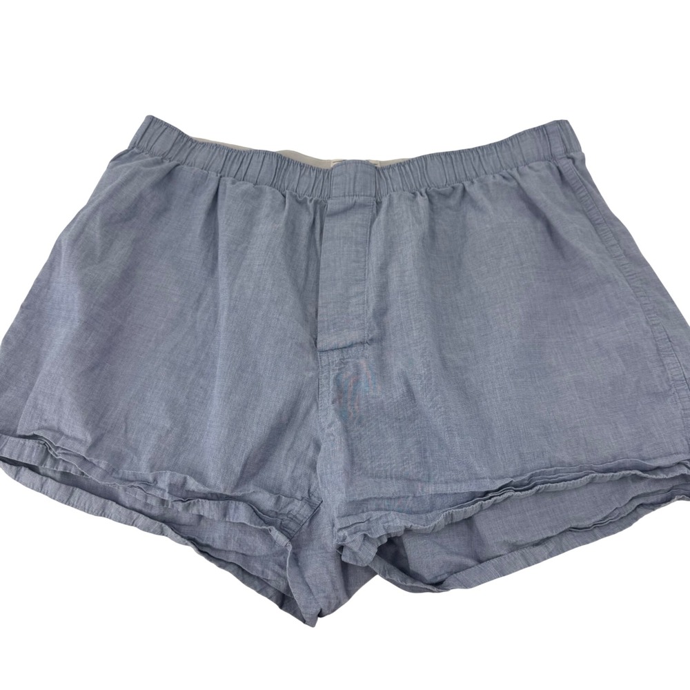 J. Crew Mens Large Blue Chambray Button‎ Fly Boxer Underwear Pajama Lounge 35-37